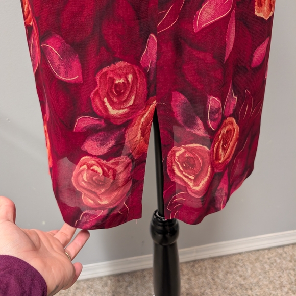 Vintage 90s Rose Patterned Sleeveless Mini Dress Size 4 - Picture 6 of 9